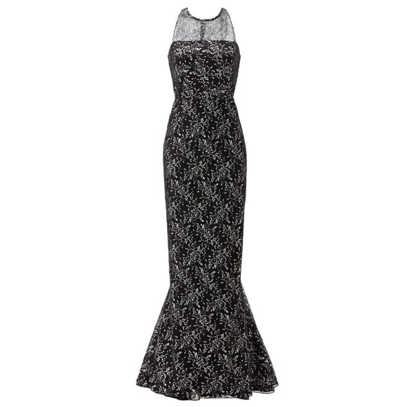 Shoshanna Midnight Women's Mayra Gown Black Metallic Maxi Dress Size 4 - Picture 1 of 16